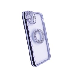 Capa de Silicone Suave com Design de Diamante para Apple iPhone 11 Pro Max Prata Capa de Silicone Suave com Design de Diamante para Apple iPhone 11 Pro Max Prata